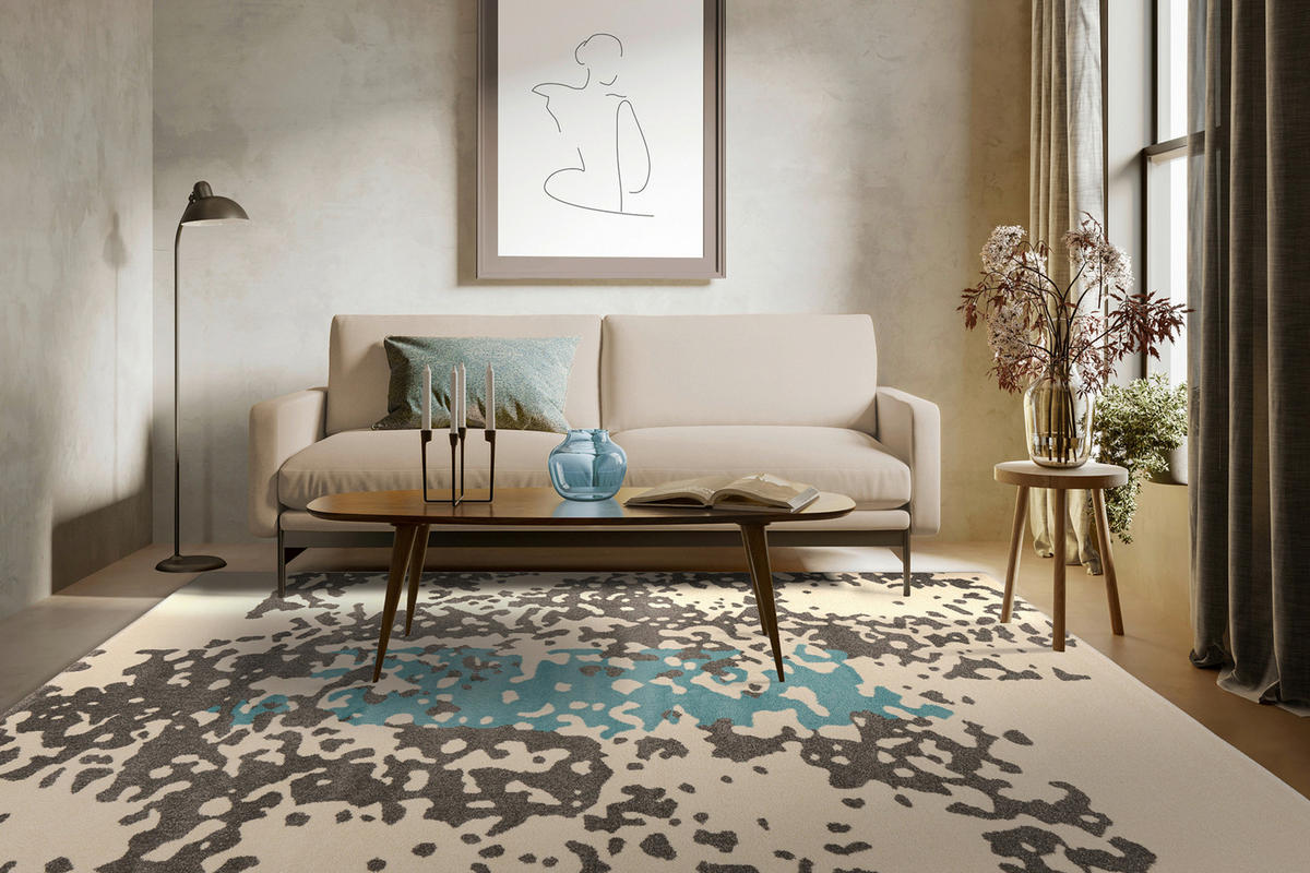 360Living Teppich Naila blau B/L: ca. 120x170 cm Naila - blau/creme (120,00/170,00cm) - 360Living