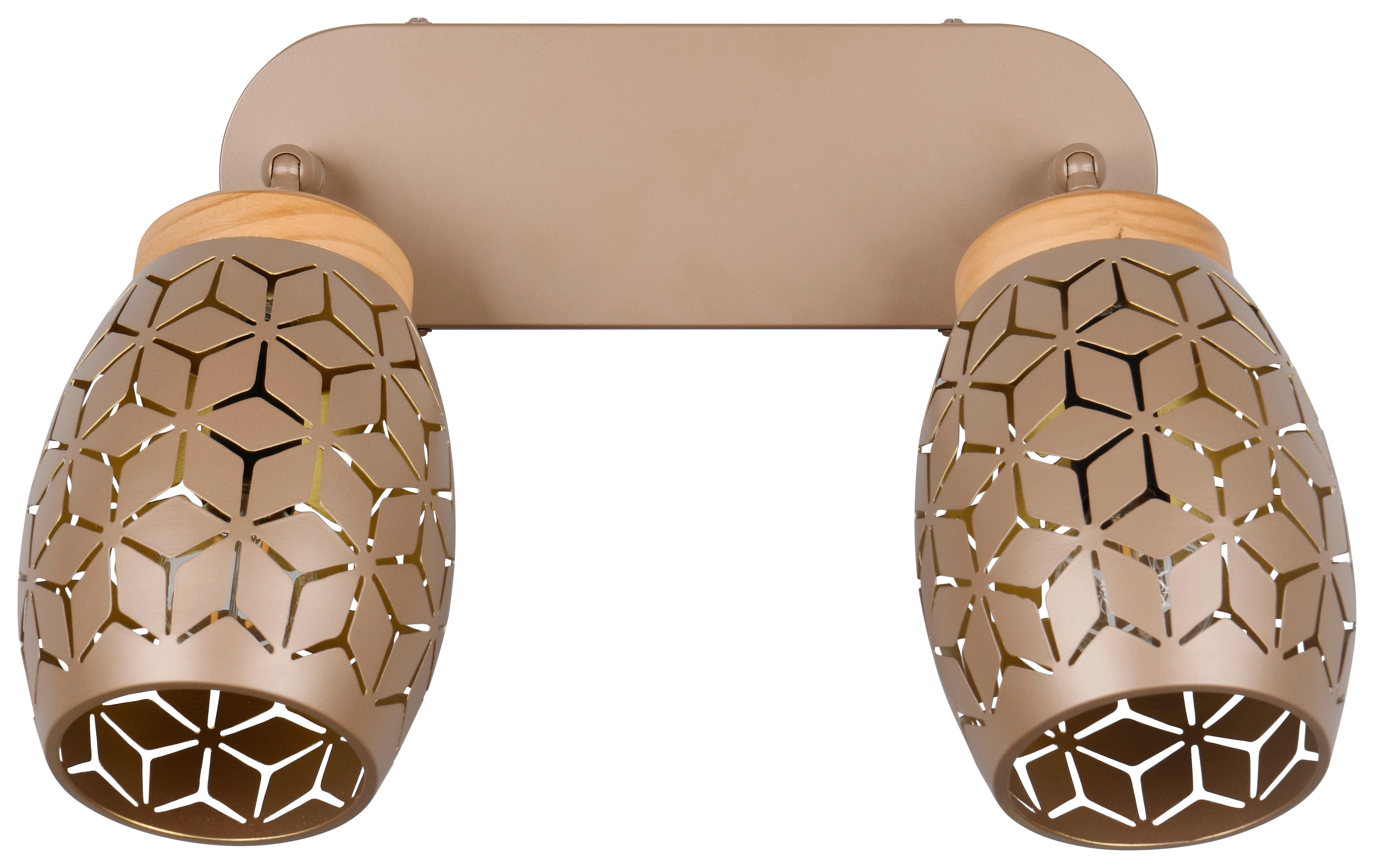 Reality Leuchten Spots kaffee gold Metall B/H/L: ca. 28x27x12 cm E14 2 Brennstellen Spot_Bidar_2 - gold/kaffee (12,00/28,00/27,00cm) - Reality Leuchten