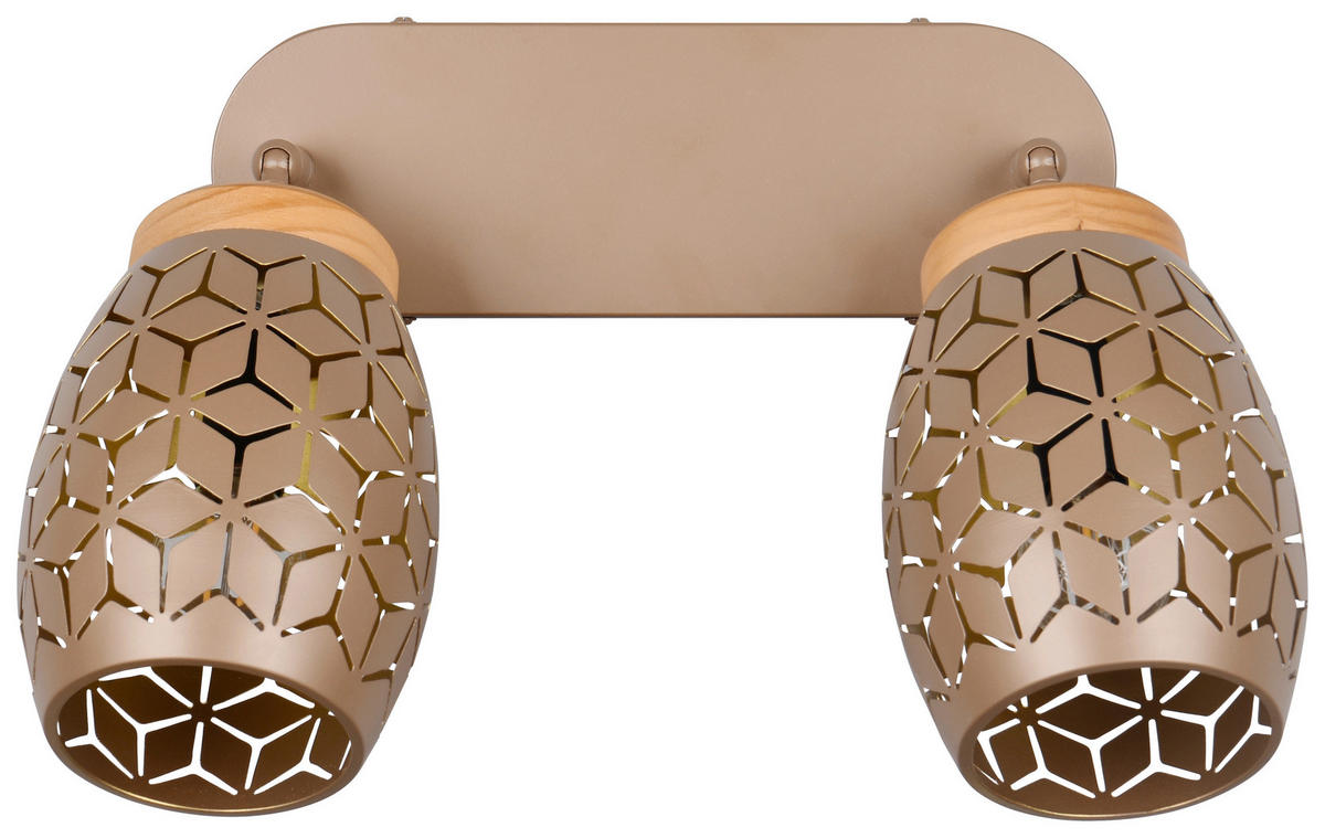 Reality Leuchten Spots kaffee gold Metall B/H/L: ca. 28x27x12 cm E14 2 Brennstellen Spot_Bidar_2 - gold/kaffee (12,00/28,00/27,00cm) - Reality Leuchten