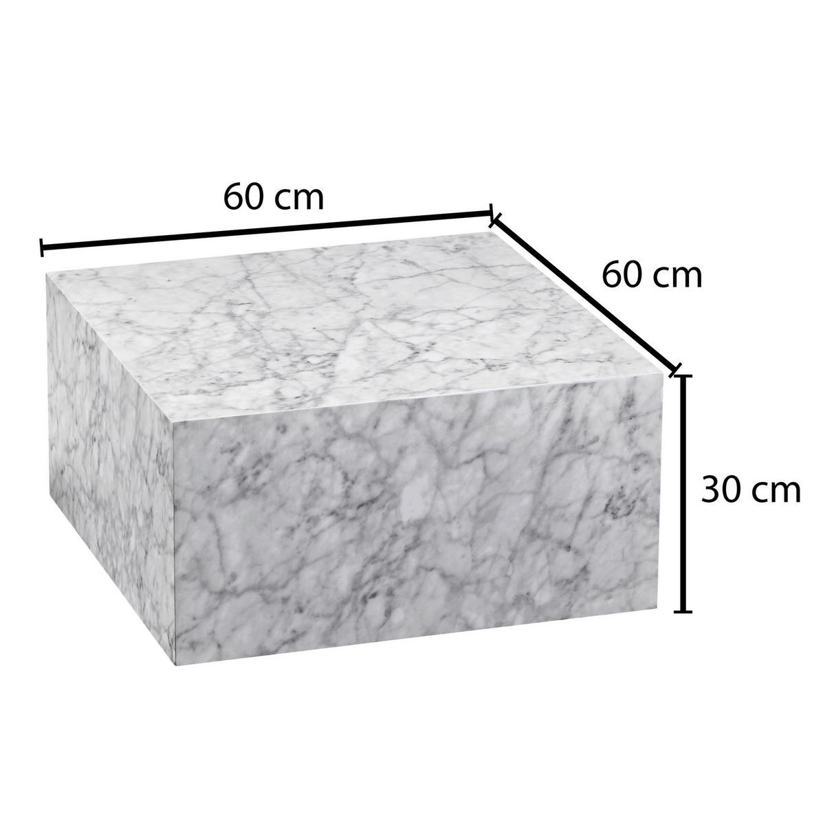 Couchtisch weiß B/H/T: ca. 60x30x60 cm Couchtisch MONOBLOC - weiß (60,00/30,00/60,00cm) - Wohnling