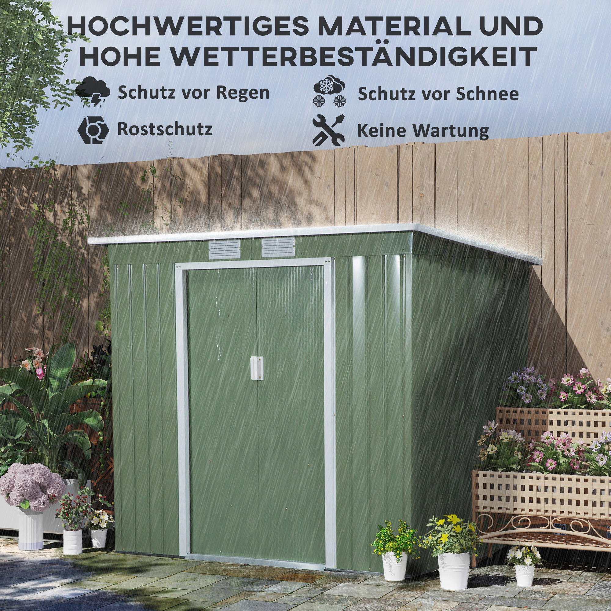 Outsunny Gerätehaus grün B/H/L: ca. 130x173x213 cm Gerätehaus - grün (213,00/130,00/173,00cm) - Outsunny