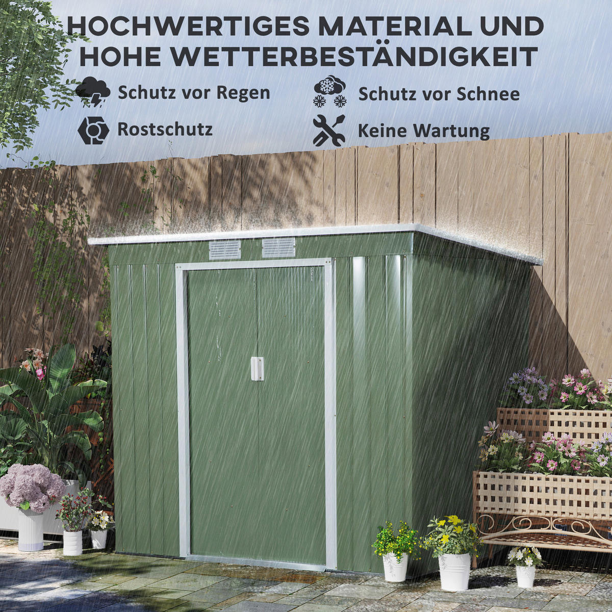 Outsunny Gerätehaus grün B/H/L: ca. 130x173x213 cm Gerätehaus - grün (213,00/130,00/173,00cm) - Outsunny