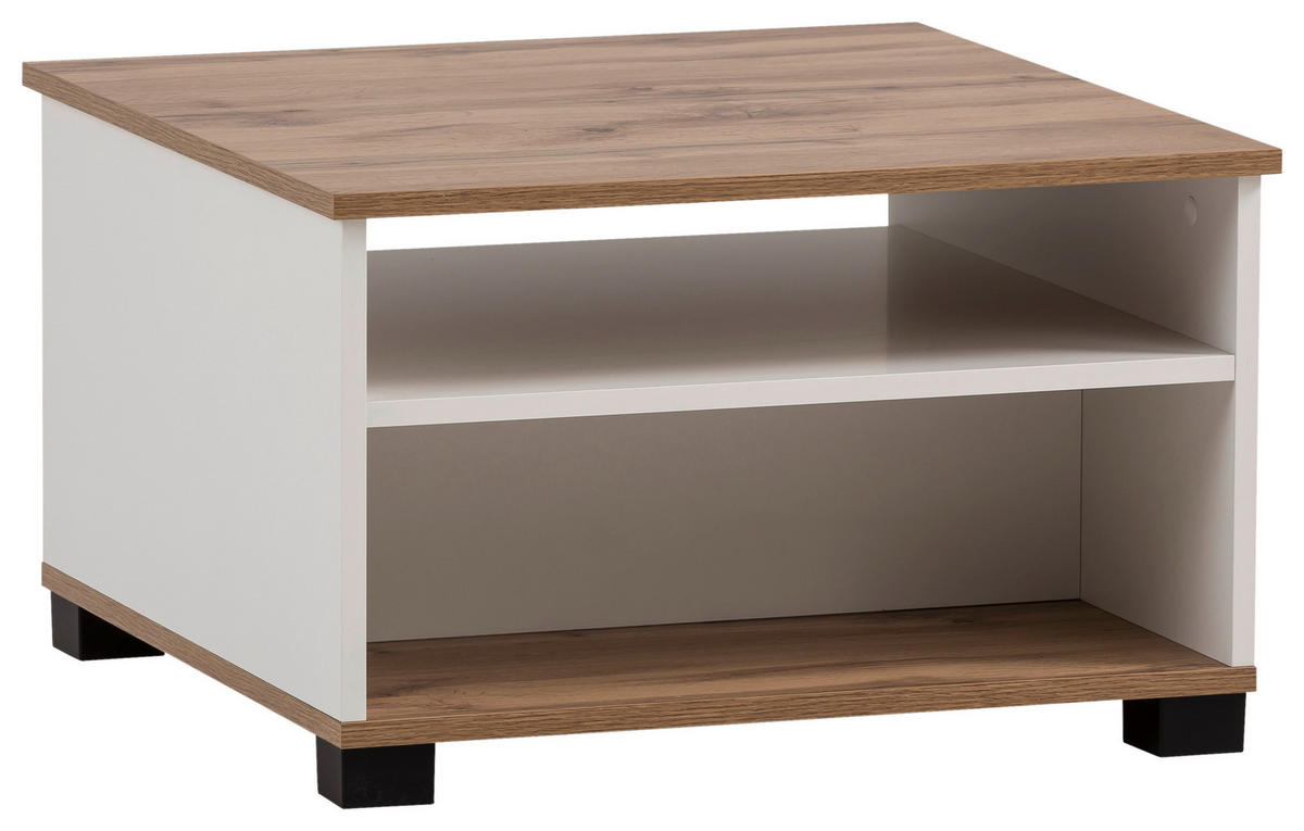 Couchtisch Jelda weiß matt Eiche Landhaus Nachbildung B/H/T: ca. 60,2x38,2x60,2 cm Jelda - Eiche/weiß (60,20/38,20/60,20cm) - Möbelpartner