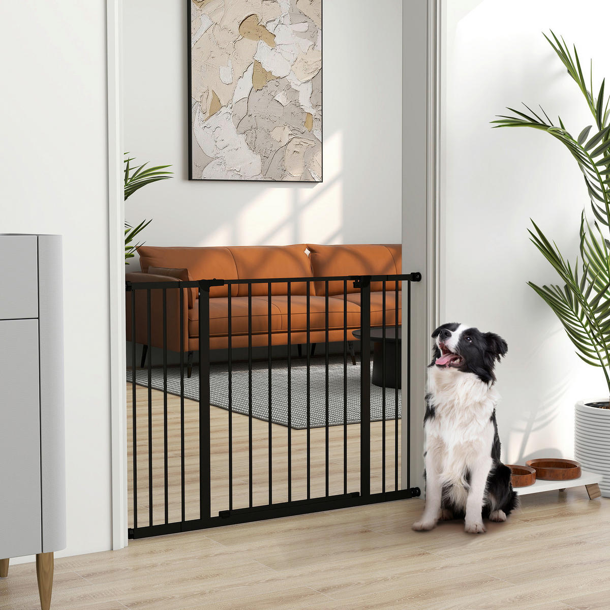 PawHut Türschutzgitter schwarz Kunststoff B/H/L: ca. 2x76x107 cm Türschutzgitter - schwarz (107,00/2,00/76,00cm) - PawHut