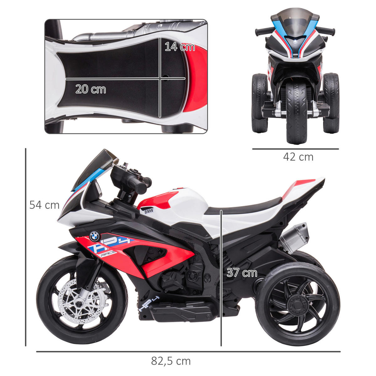 HOMCOM Kinder-Elektromotorrad rot B/H/L: ca. 42x54x82,5 cm Kinder-Elektromotorrad - rot (82,50/42,00/54,00cm) - HOMCOM