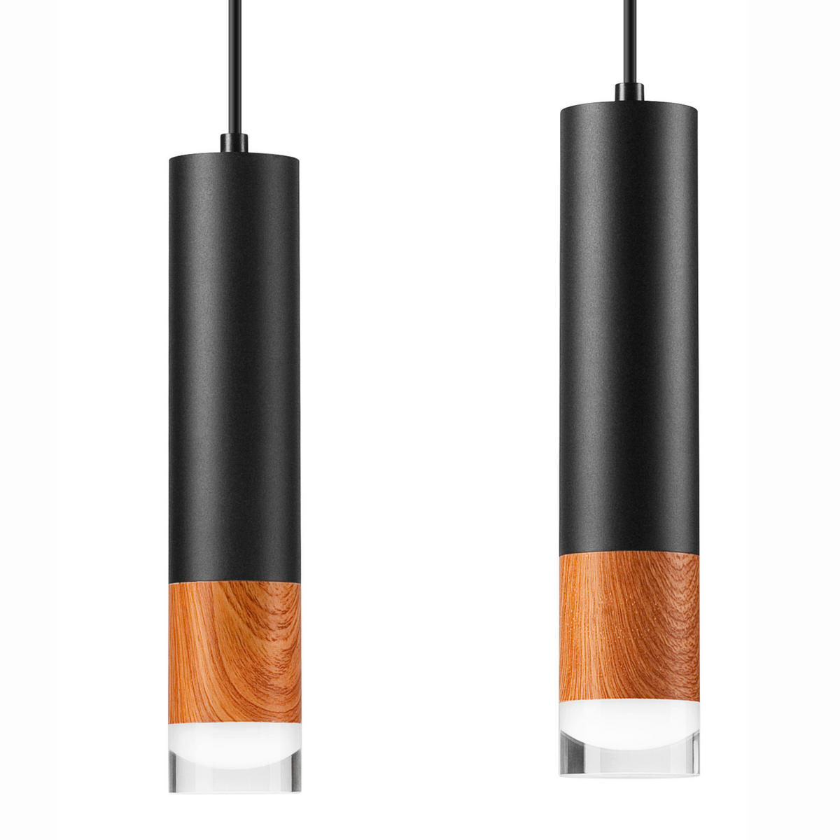 Lamkur Pendelleuchte schwarz Glas Stahl B/H/L: ca. 8x105x30 cm GU10 2 Brennstellen AURELIA - schwarz (30,00/8,00/105,00cm) - Lamkur