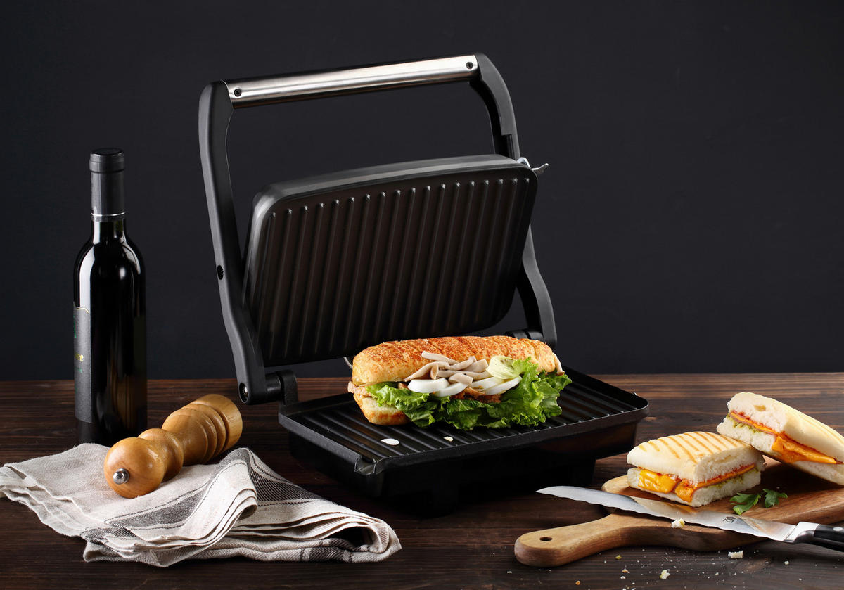 MASTERPRO Kontaktgrill BGMP-9008 silber Kunststoff Edelstahl B/H/T: ca. 35x13x30,5 cm Foodies BGMP-9008 - schwarz/silber (35,00/13,00/30,50cm) - MASTERPRO