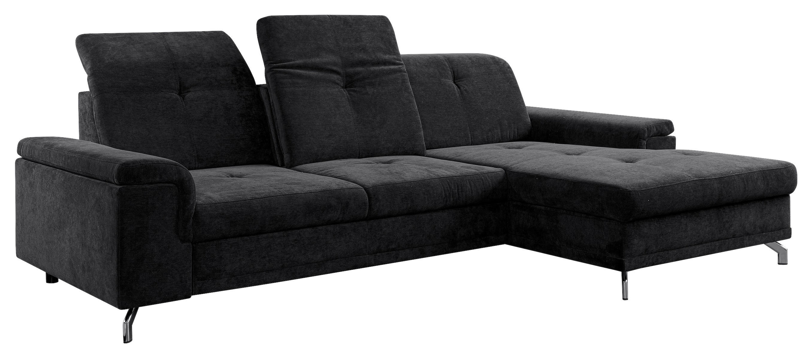 Ecksofa Malmö schwarz Microfaser B/H/T: ca. 270x104x170 cm Malmö - schwarz/Chrom (270,00/104,00/170,00cm)