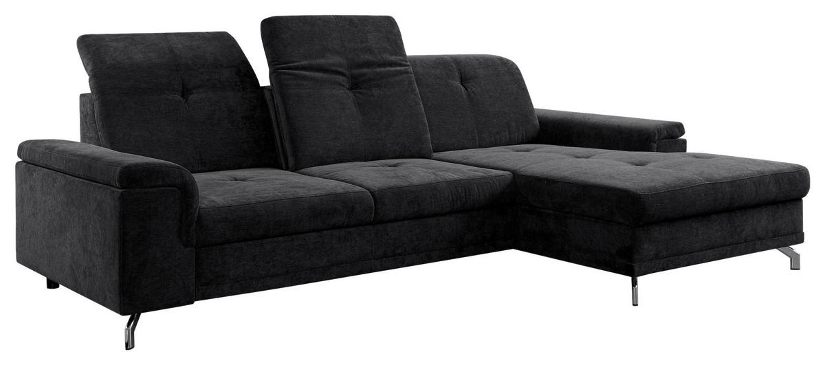 Ecksofa Malmö schwarz Microfaser B/H/T: ca. 270x104x170 cm Malmö - schwarz/Chrom (270,00/104,00/170,00cm)