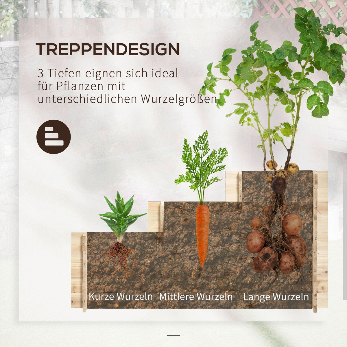 Outsunny Hochbeet natur Holz B/H/L: ca. 100x54x117 cm Hochbeet - natur (117,00/100,00/54,00cm) - Outsunny