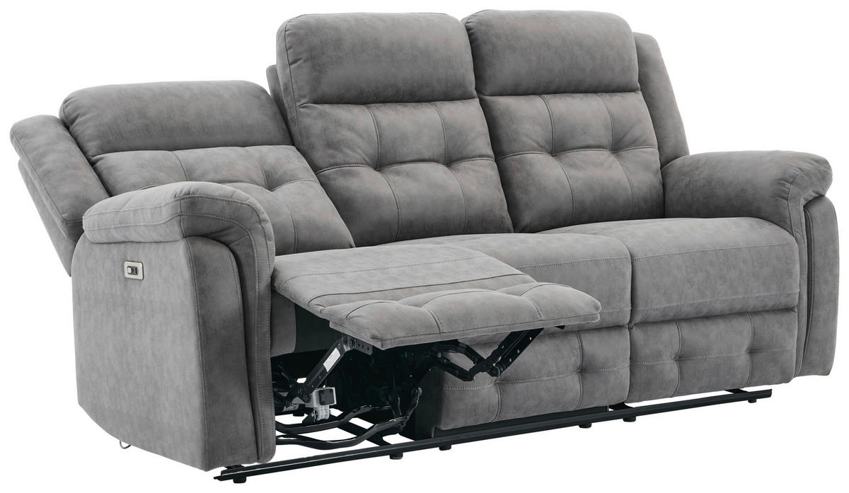 Sofa Philip grau Microfaser B/H/T: ca. 208x103x95 cm Philip - schwarz/grau (208,00/103,00/95,00cm)