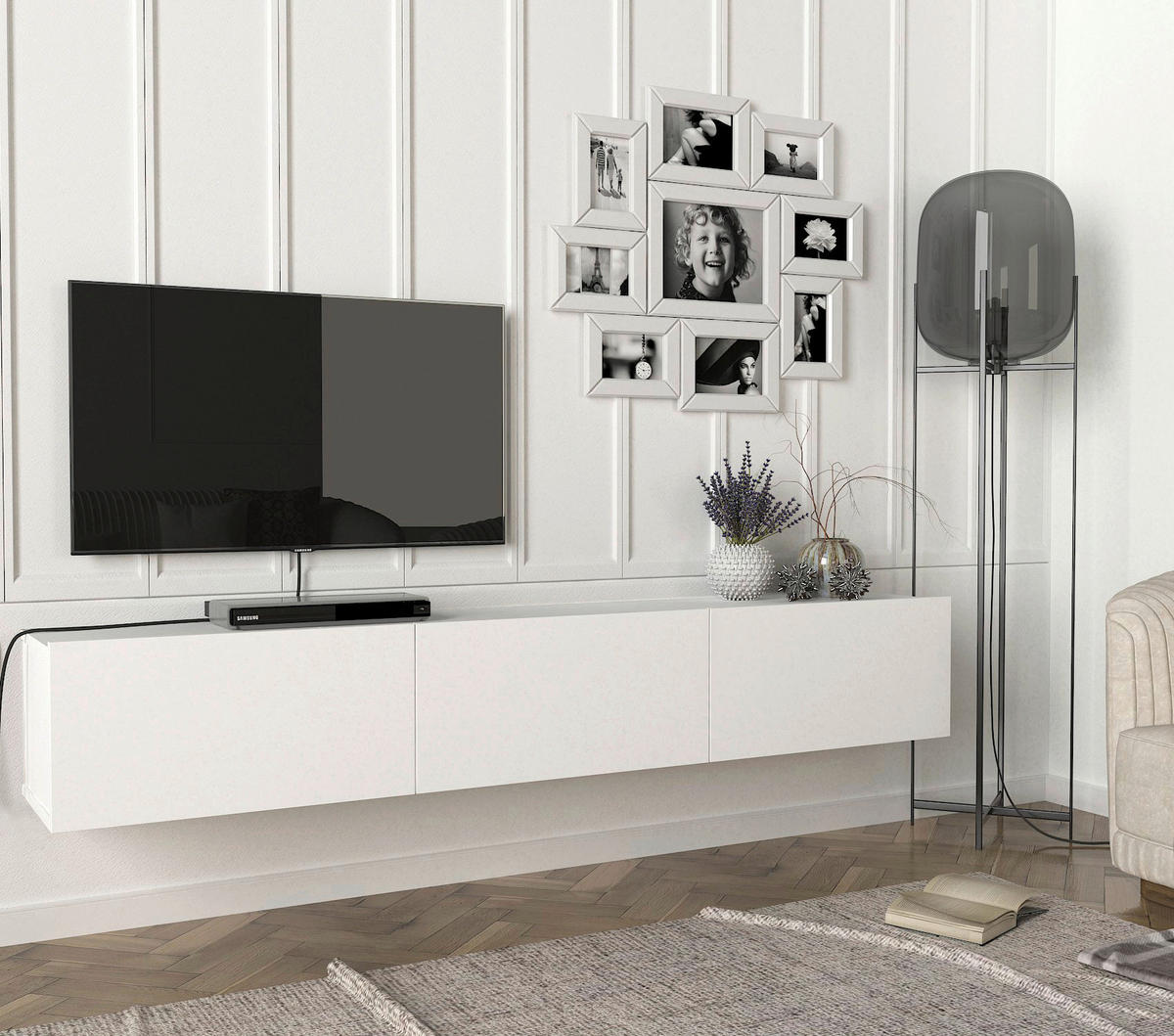 TV-Lowboard Damla weiß B/H/T: ca. 180x29,5x29,5 cm Damla - weiß (180,00/29,50/29,50cm) - moebel17