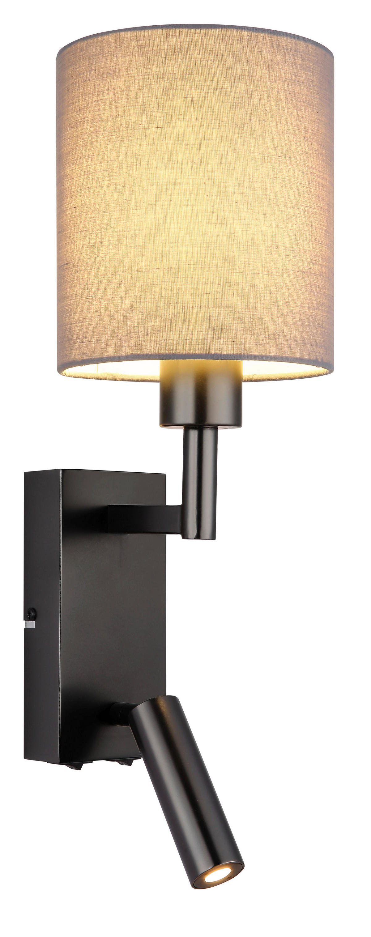 GLOBO Wandleuchte grau schwarz Metall B/H/L: ca. 17x45,5x15 cm E27 2 Brennstellen Zamora - schwarz/grau (15,00/17,00/45,50cm) - GLOBO