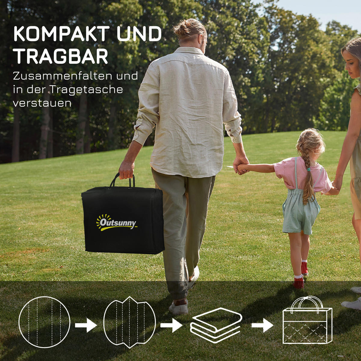 Outsunny Outdoor-Teppich grau B/H/L: ca. 180x180x0,3 cm Outdoor-Teppich - schwarz/grau (0,30/180,00/180,00cm) - Outsunny