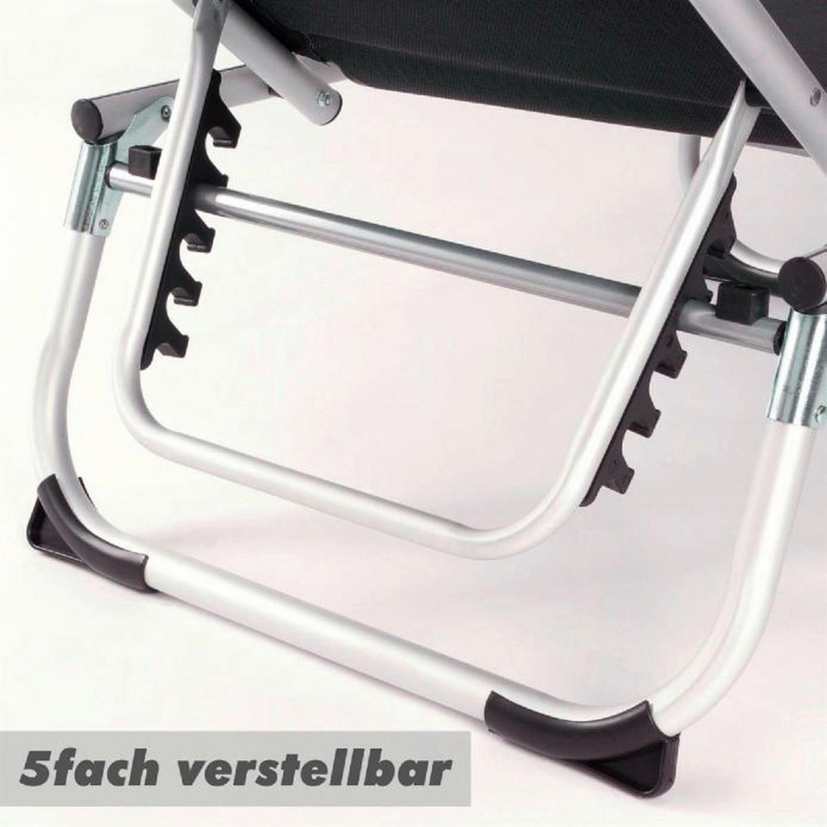 VCM Sonnenliege schwarz Aluminium B/H/T: ca. 57x187x30 cm Sonnenliege - schwarz (57,00/187,00/30,00cm) - VCM