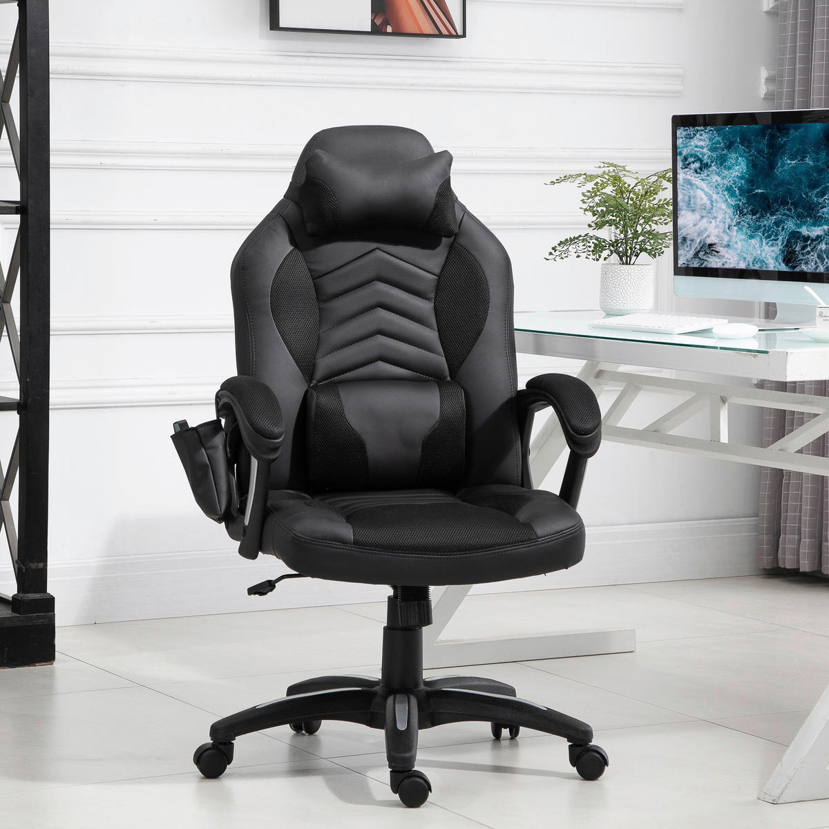 Drehstuhl 921-019BK schwarz 921-019BK - schwarz (68,00/117,00/69,00cm) - HOMCOM
