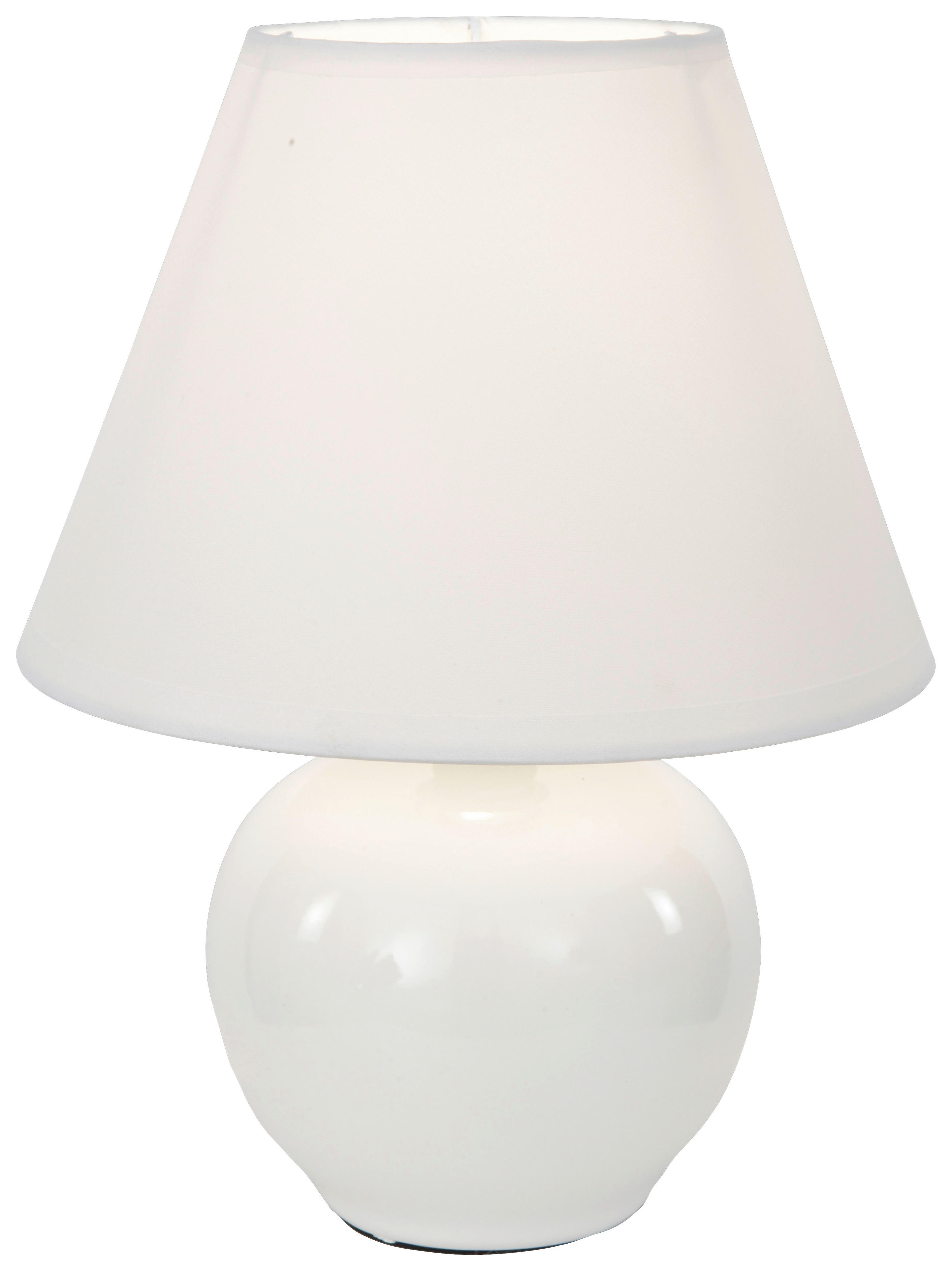Tischleuchte weiß Keramik Stoff H: ca. 24 cm E14 1 Brennstellen Tischleuchte-Keramik_Seline - weiß (24,00cm)