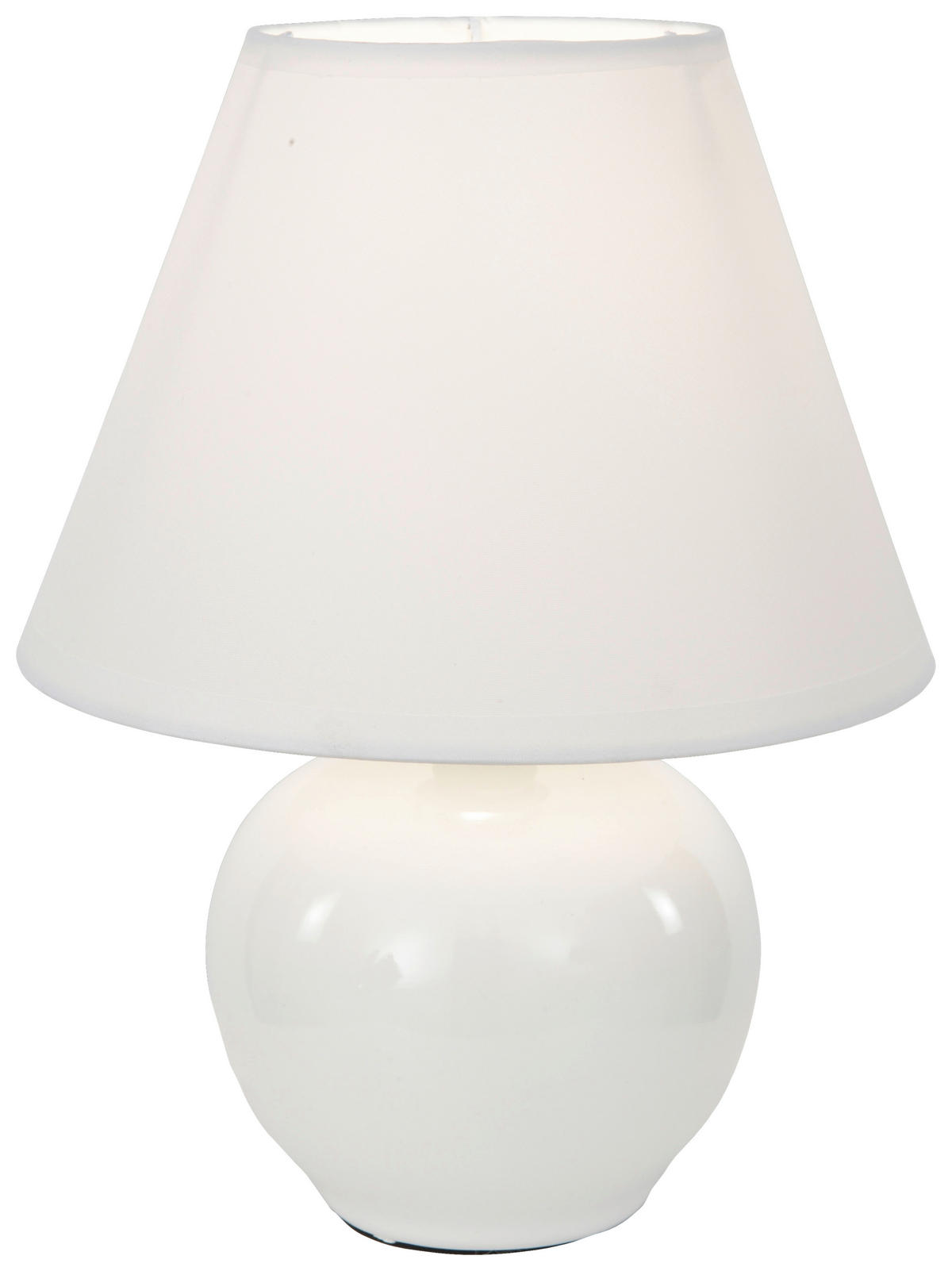 Tischleuchte weiß Keramik Stoff H: ca. 24 cm E14 1 Brennstellen Tischleuchte-Keramik_Seline - weiß (24,00cm)