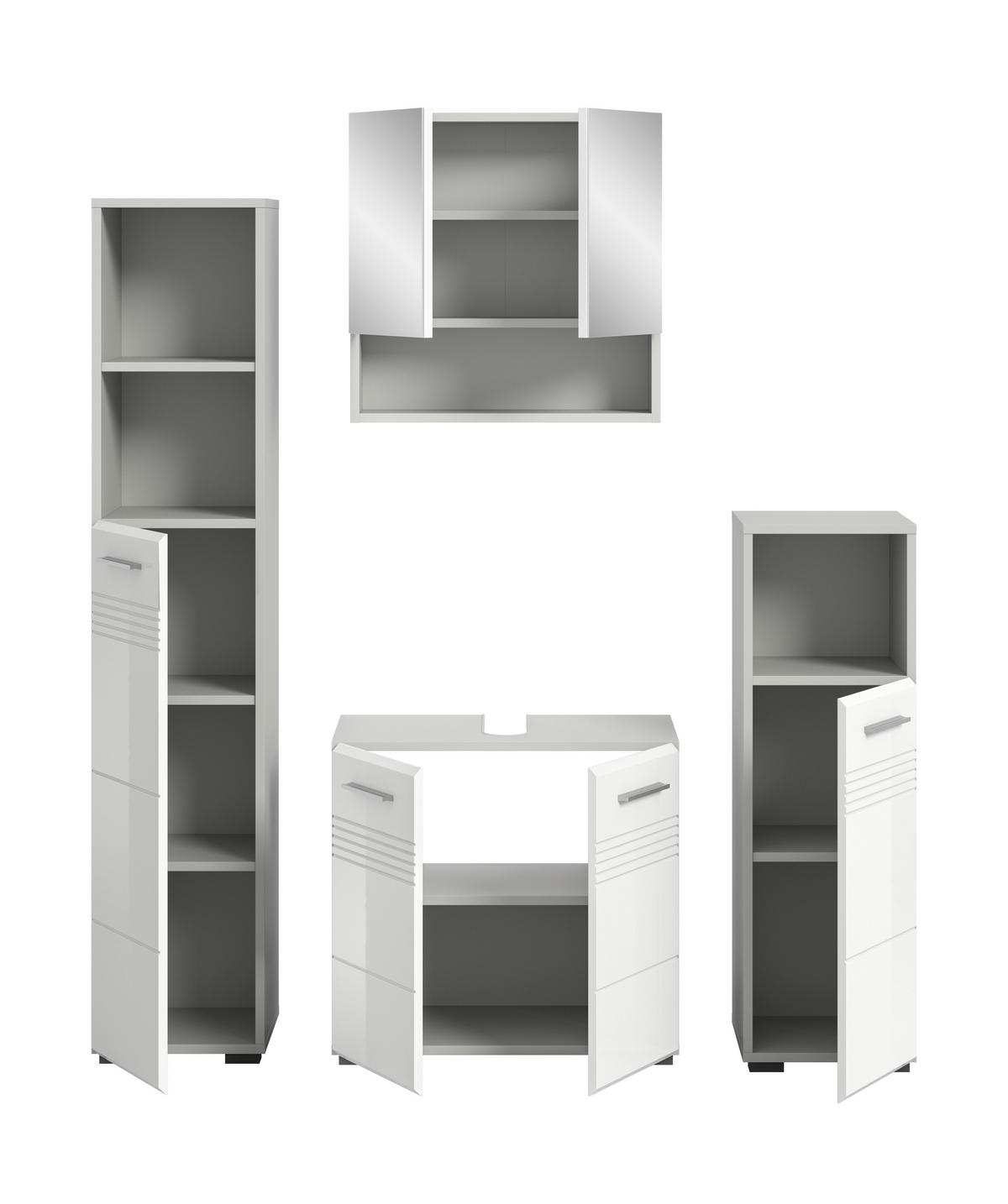 Badblock Copa hellgrau weiß Hochglanz B/H/T: ca. 150x190x32 cm Copa - hellgrau/weiß (150,00/190,00/32,00cm) - xonox.home