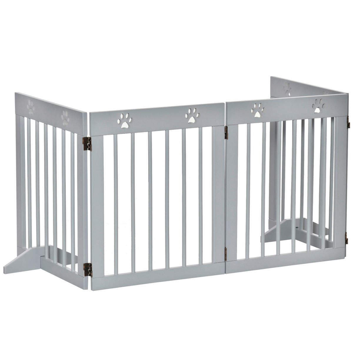 PawHut Hunde-Absperrgitter grau Kiefer B/H/L: ca. 30x61x204 cm Hunde-Absperrgitter - grau (204,00/30,00/61,00cm) - PawHut