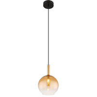 GLOBO Pendelleuchte amber schwarz Metall Glas H/D: ca. 120x18 cm G9 1 Brennstellen LOPUSA - schwarz/amber (18,00/120,00cm) - GLOBO