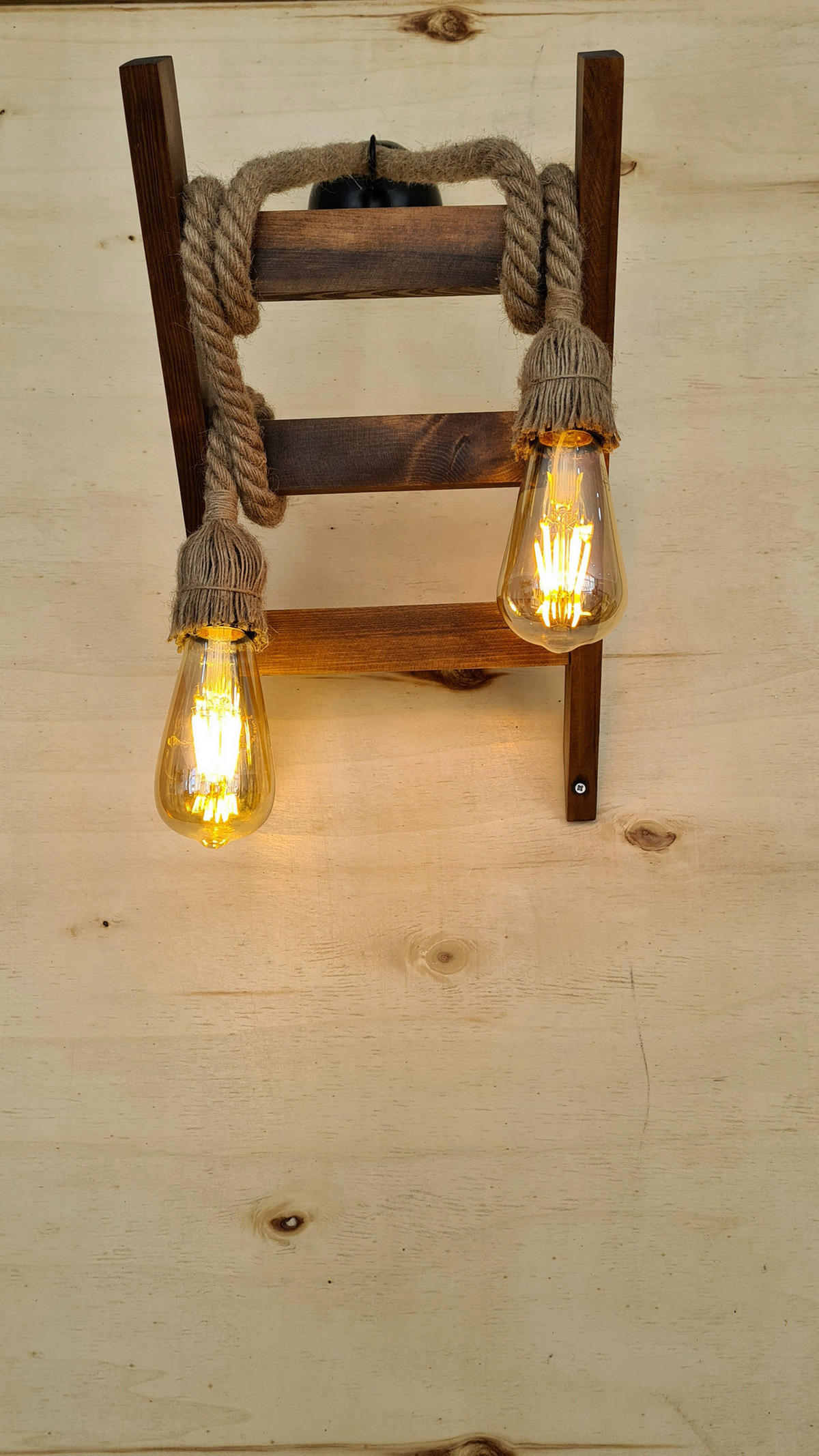 Opviq Wandleuchte nussbaum Kiefer B/H/L: ca. 25x23x45 cm E27 1 Brennstellen Merdiven Halat Aplik - nussbaum (45,00/25,00/23,00cm) - Opviq