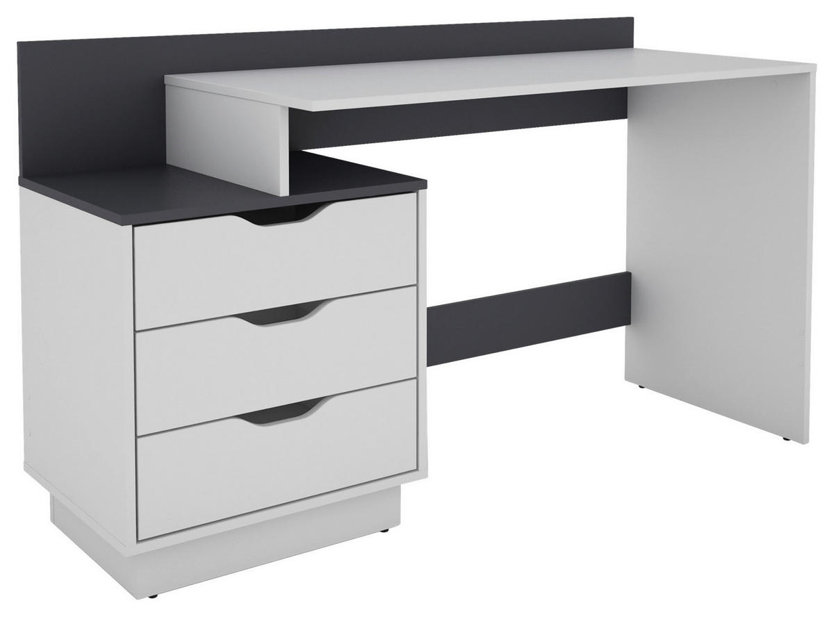 Schreibtisch BELFAST weiß anthrazit B/H/T: ca. 138x83,5x51,5 cm BELFAST - weiß/anthrazit (138,00/83,50/51,50cm) - byLIVING