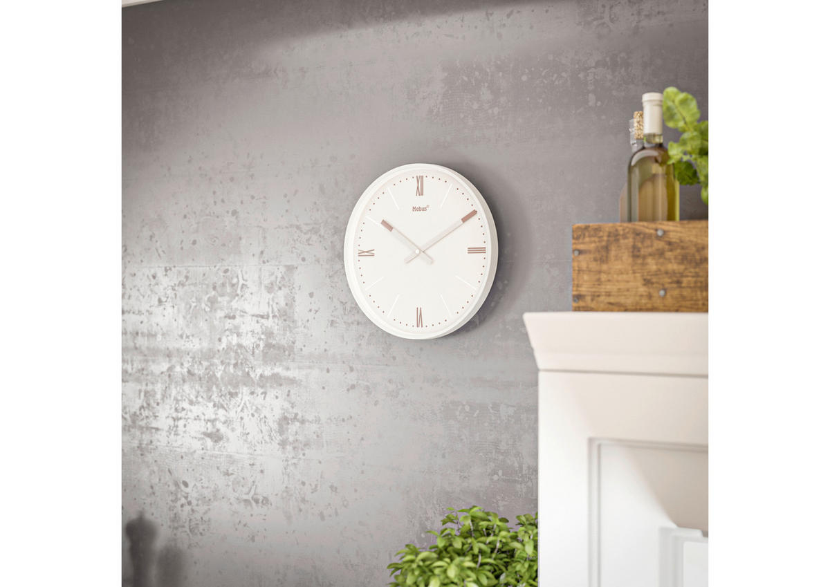 Mebus Wanduhr grau D: ca. 25 cm Wanduhr_Funk - rosa/grau (25,00cm) - Mebus