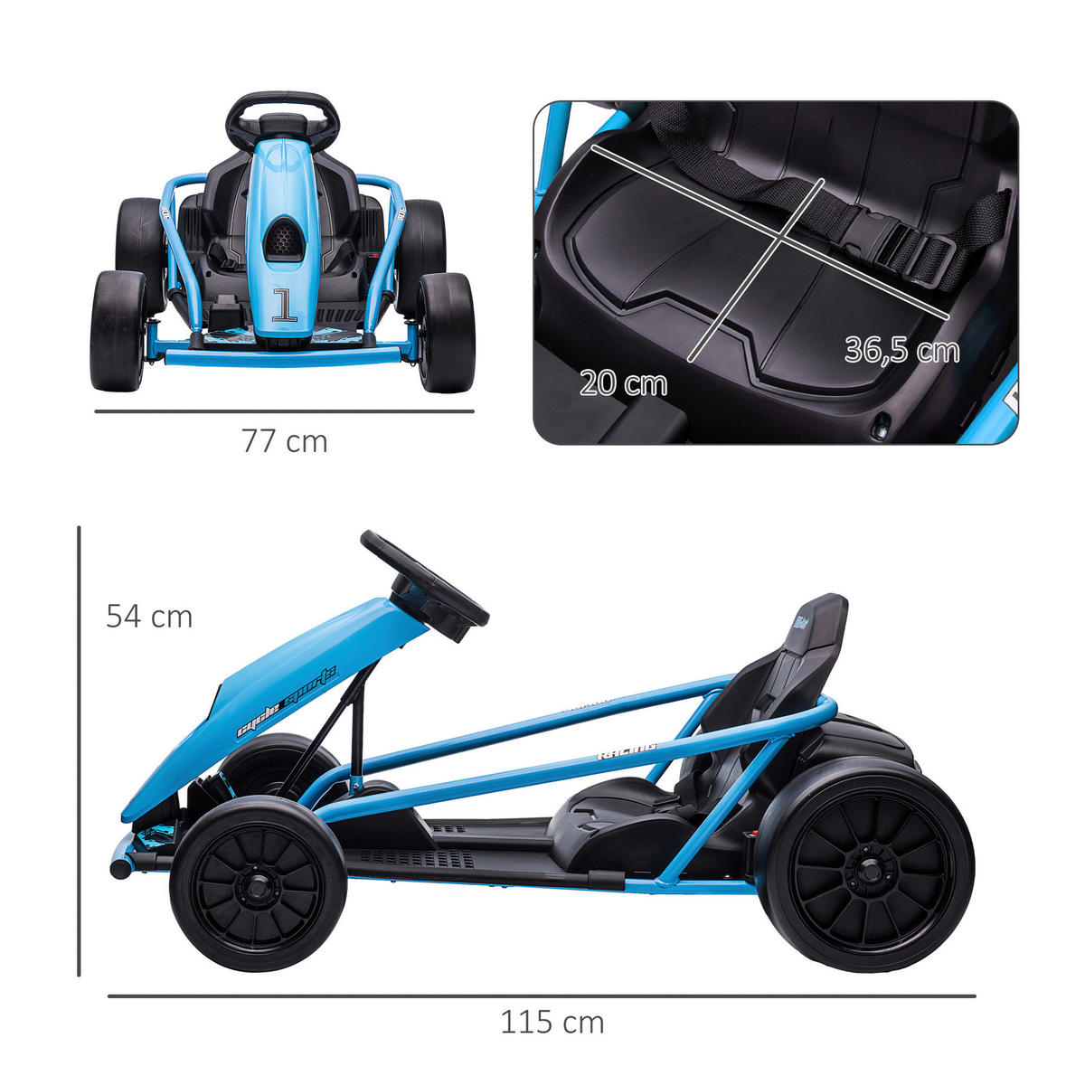 HOMCOM Kinder Elektro Gokart blau B/H/L: ca. 77x54x115 cm Kinder Elektro Gokart - blau (115,00/77,00/54,00cm) - HOMCOM