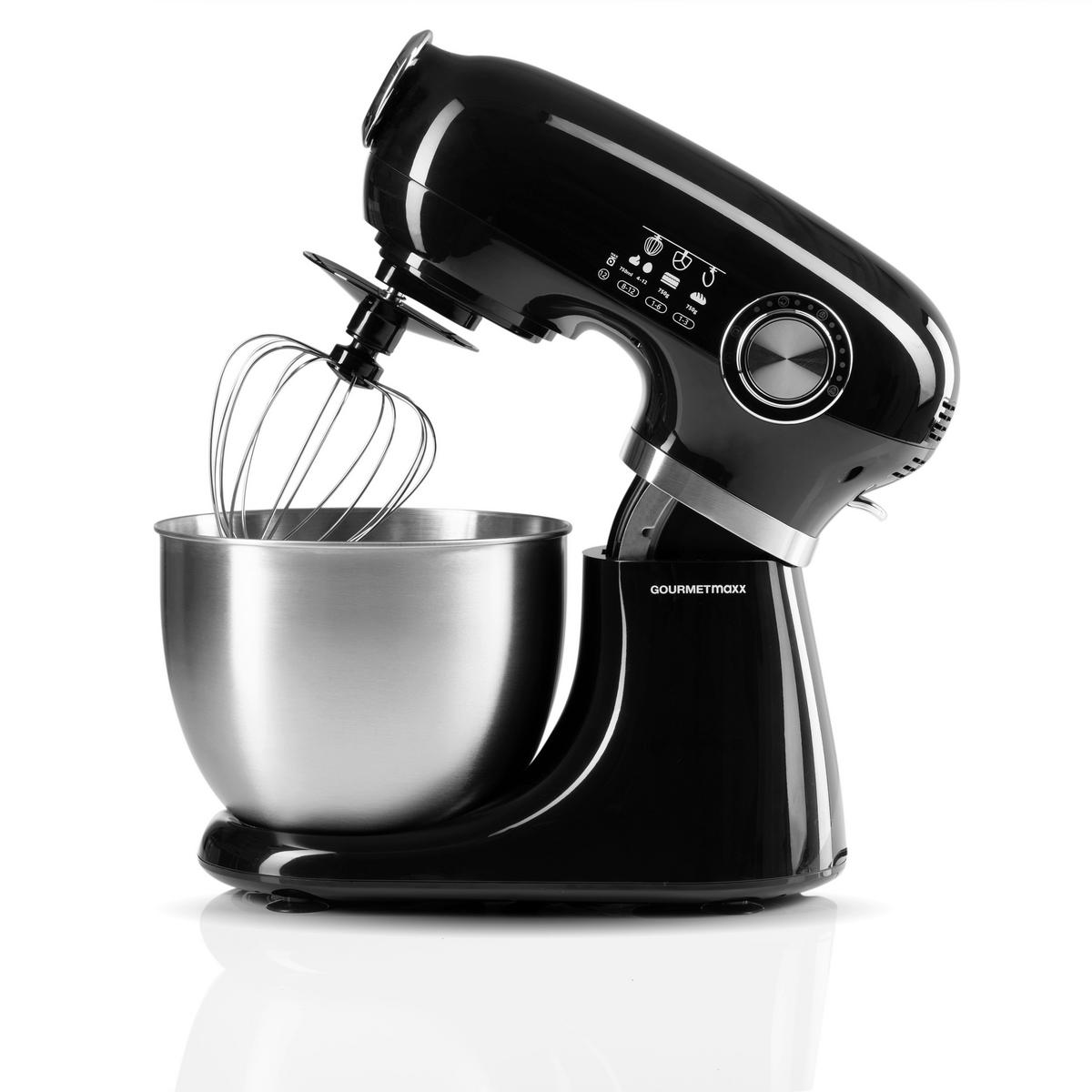 GOURMETmaxx Küchenmaschine schwarz Edelstahl B/H/L: ca. 26x38x41 cm Küchenmaschine - schwarz (41,00/26,00/38,00cm) - GOURMETmaxx