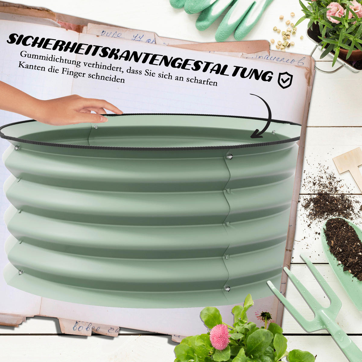 Outsunny Hochbeet-Set grün Stahl B/H/L: ca. 60x30x60 cm Hochbeet Set - grün (60,00/60,00/30,00cm) - Outsunny