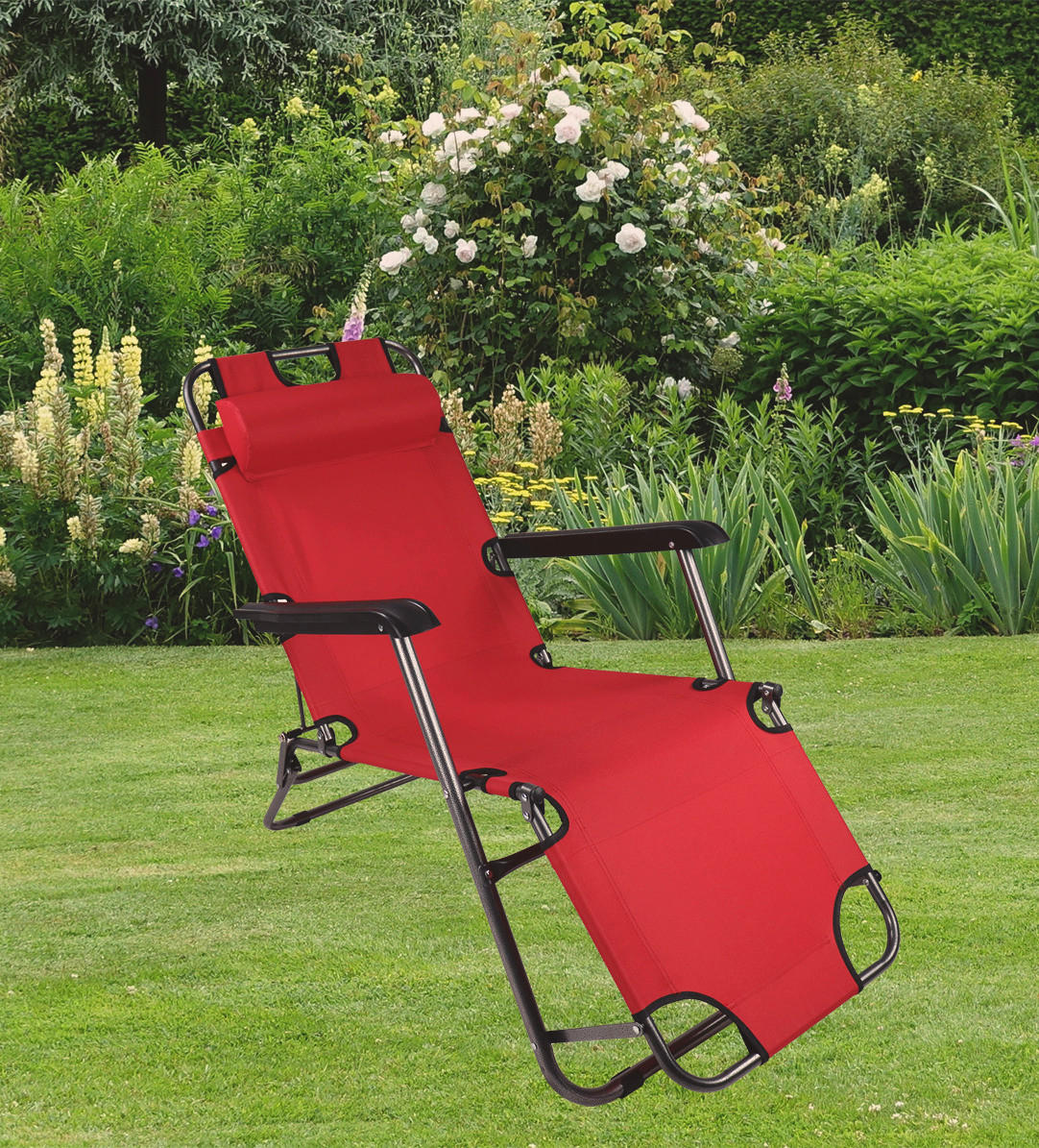 VCM Relaxliege Maltosa rot Textilene...