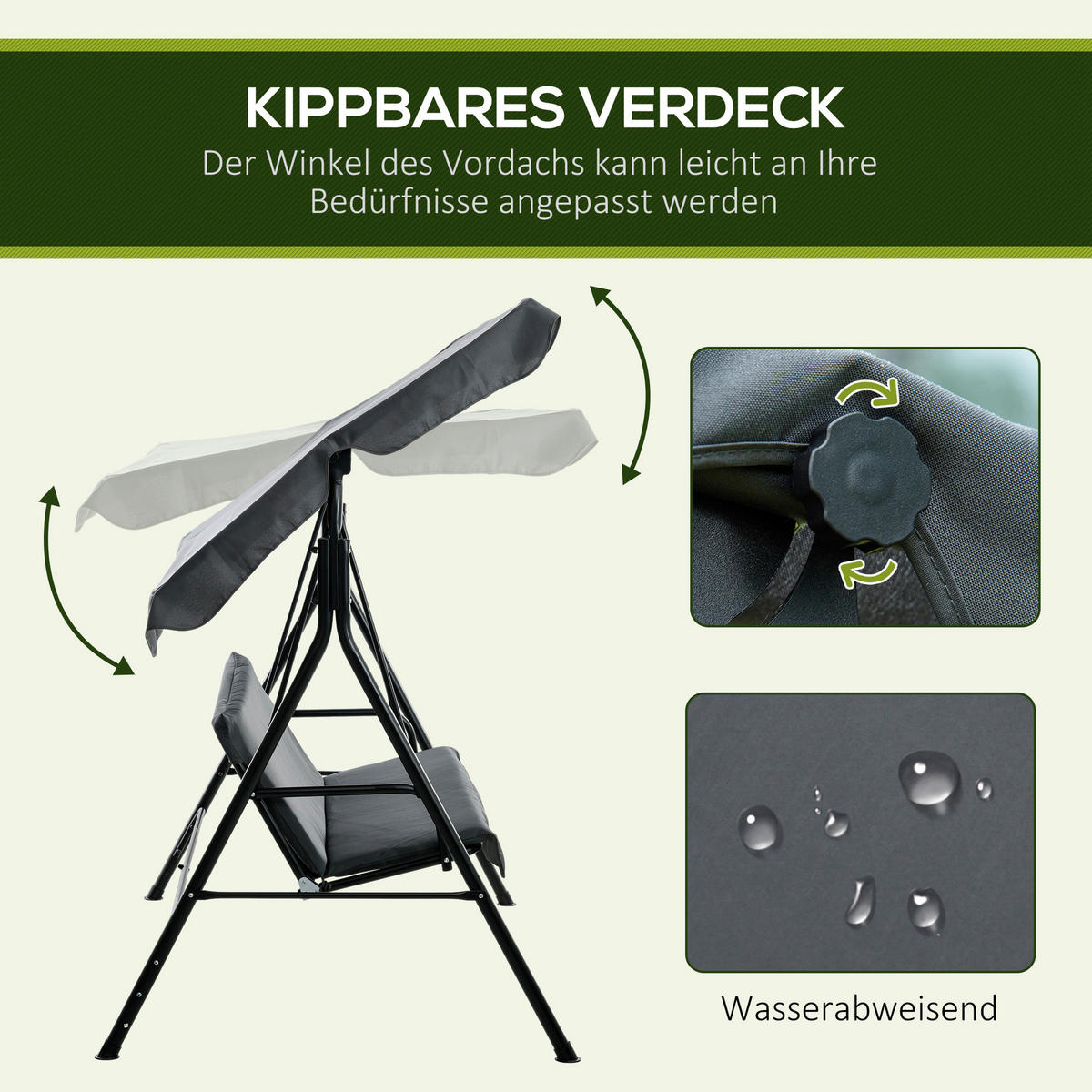 Outsunny Hollywoodschaukel grau Polyester B/H/L: ca. 110x153x172 cm Hollywoodschaukel - grau (172,00/110,00/153,00cm) - Outsunny