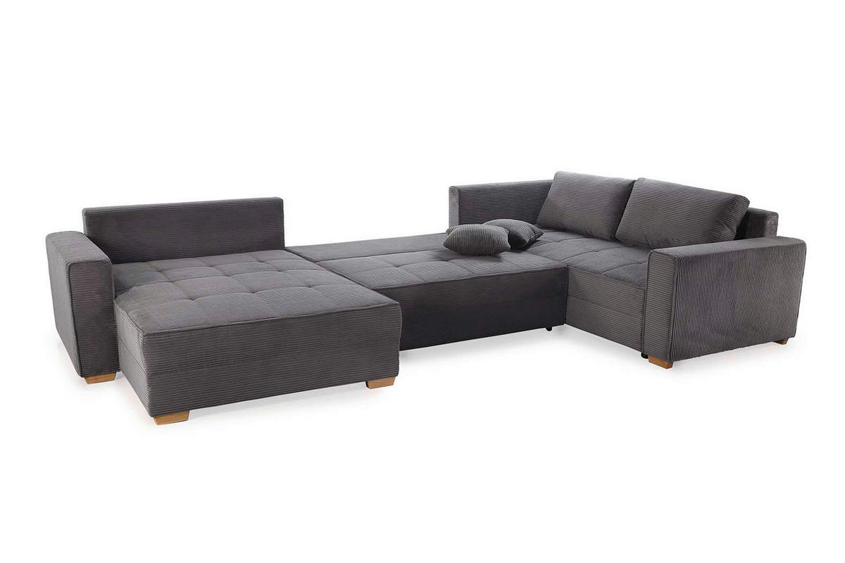 Wohnlandschaft grau Microfaser B/H/T: ca. 379x86x227 cm Brixen_Wohnlandschaft - Eiche/grau (379,00/86,00/227,00cm)