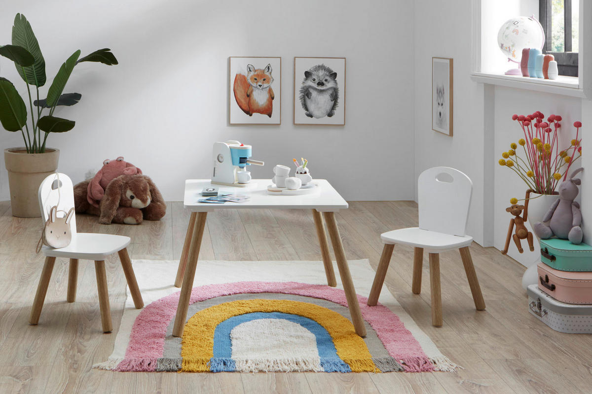 Kindermöbel-Set 3er Set Pinie Nachbildung weiß B/H/T: ca. 55x43x55 cm 3er Set - weiß (55,00/43,00/55,00cm) - xonox.home