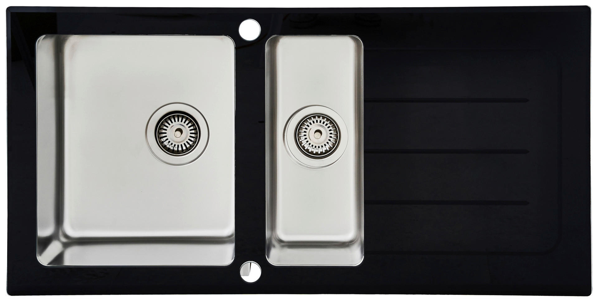 Respekta Einbauspüle New York 100 x 50 S schwarz Glas Edelstahl B/H/T: ca. 100x21x50 cm New York 100 x 50 S - schwarz (100,00/21,00/50,00cm) - Respekta