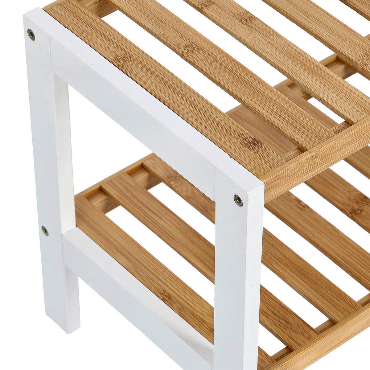 Zeller Schuhregal natur Bambus B/H/T: ca. 70x33x26 cm Schuhregal_mit_2_Ablagen - weiß/natur (70,00/33,00/26,00cm) - Zeller