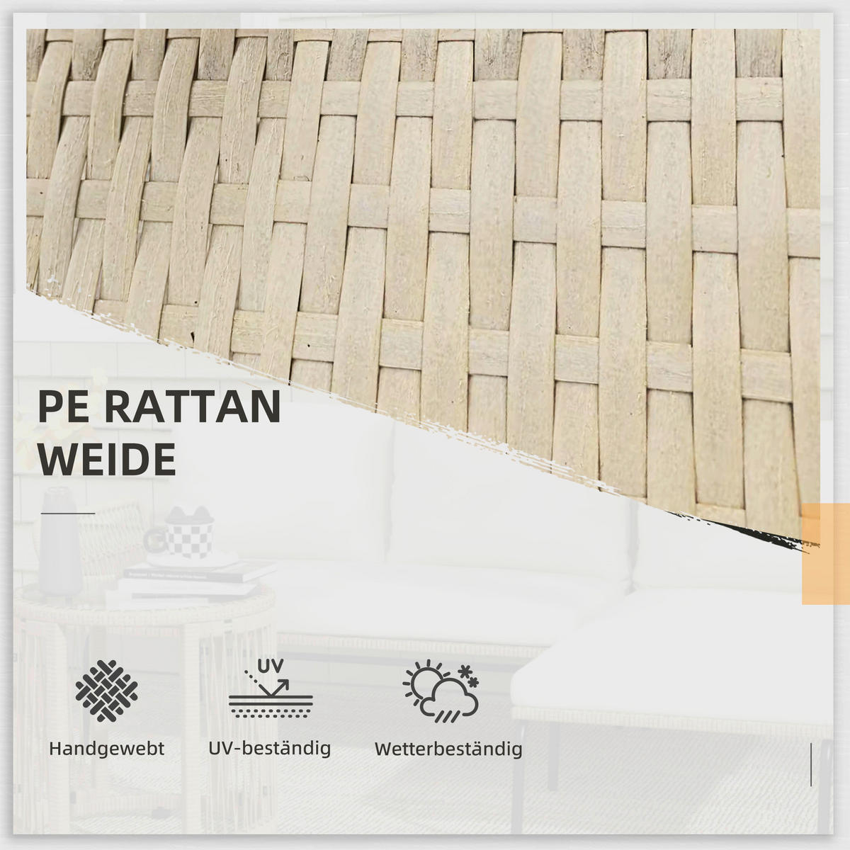 Outsunny Sitzgruppe cremeweiß Polypropylen B/H/L: ca. 79x122x75 cm Gartenmöbel_Set - cremeweiß (75,00/79,00/122,00cm) - Outsunny