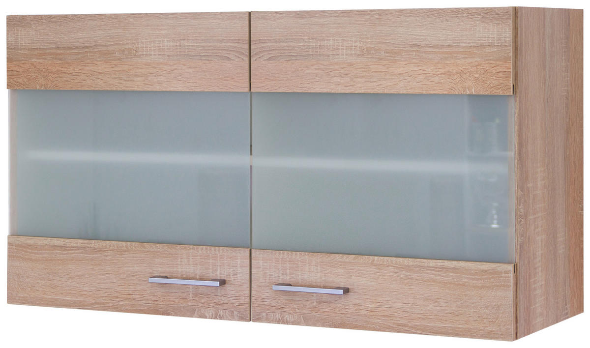 Glashängeschrank Samoa weiß Eiche Nachbildung B/H/T: ca. 100x54,8x32 cm Samoa - Eiche/weiß (100,00/54,80/32,00cm) - Flex-Well