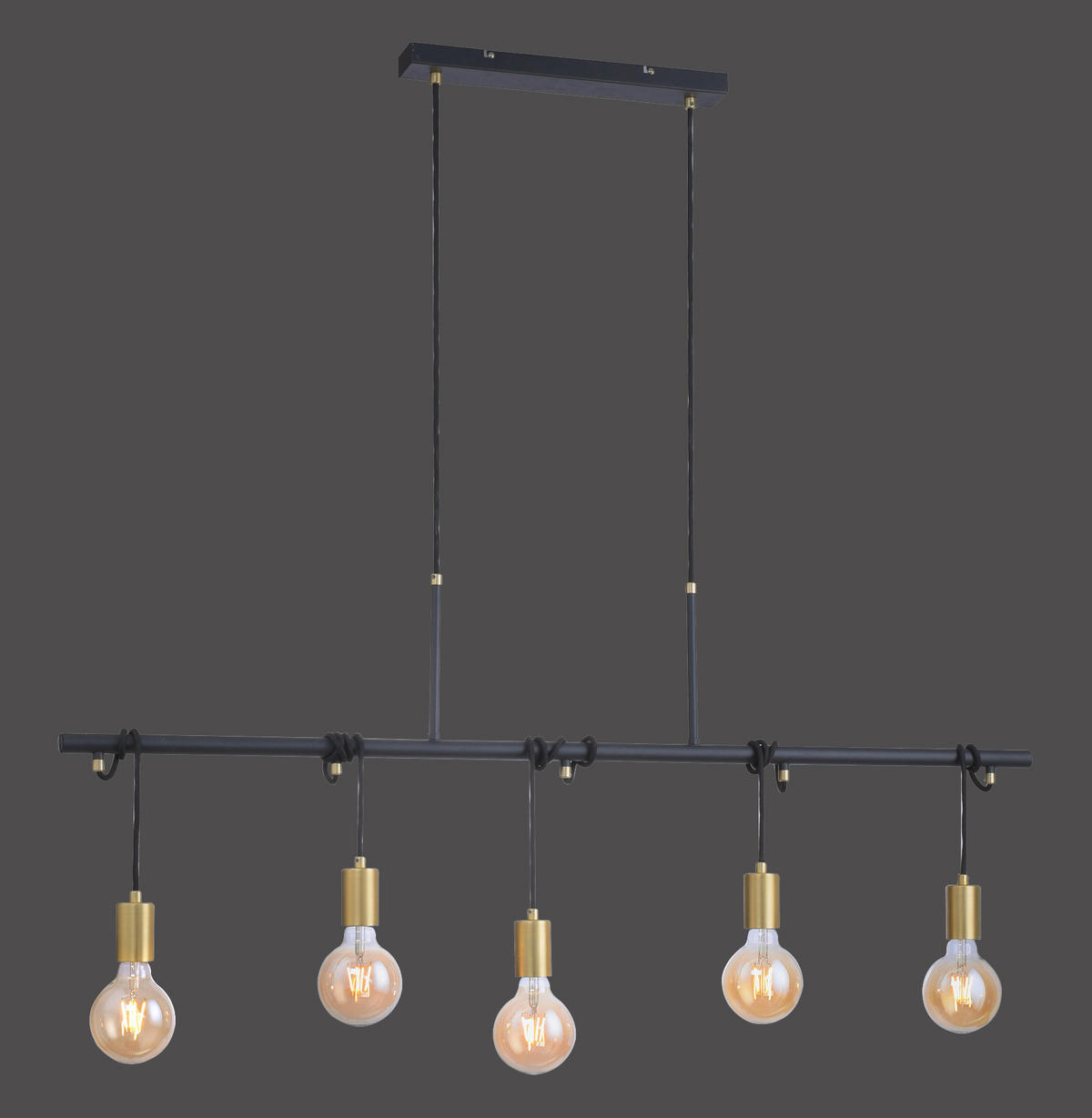 Just Light Pendelleuchte PN11330-60 messing gold Glas Metall B/H/L: ca. 6x140x120 cm E27 5 Brennstellen TAMARA - gold/messing (120,00/6,00/140,00cm) - Just Light