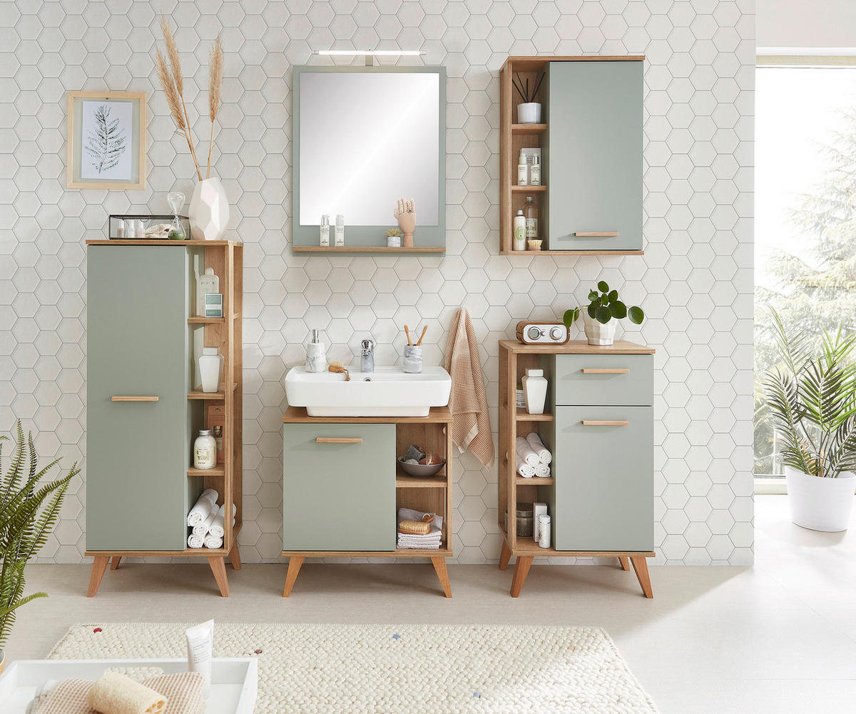 Badezimmer-Set Quickset 963 salbei Nachbildung Eiche Riviera Nachbildung B/H/T: ca. 161,5x200x33 cm Quickset 963 - Eiche/salbei (161,50/200,00/33,00cm) - Pelipal
