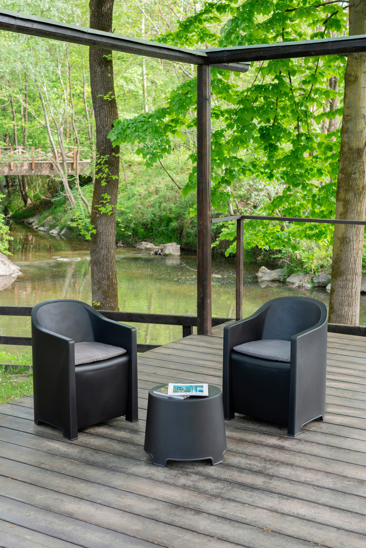 ProGarden Loungeset SET LUNA anthrazit Kunststoff SET LUNA - anthrazit - ProGarden