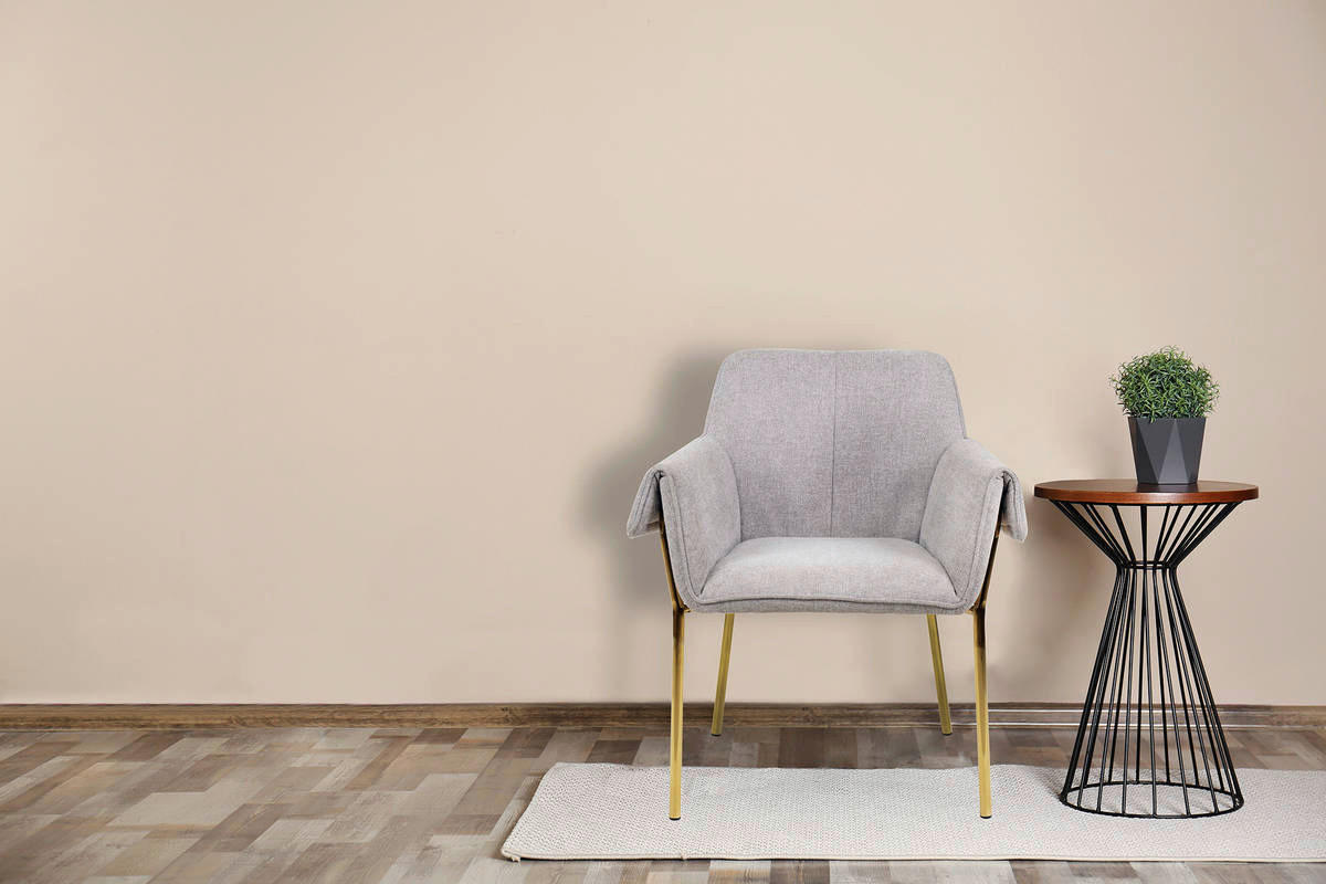 Stuhl Kelsey 101 grau Microfaser B/H/T: ca. 69x82,5x60 cm Kelsey 101 - gold/grau (69,00/82,50/60,00cm) - 360 Living