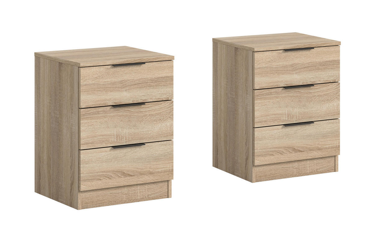 Nachtkonsolen KOPENHAGEN, Set Eiche Sonoma Nachbildung B/H/T: ca. 45x60x40 cm KOPENHAGEN, Set - Eiche (45,00/60,00/40,00cm) - xonox.home