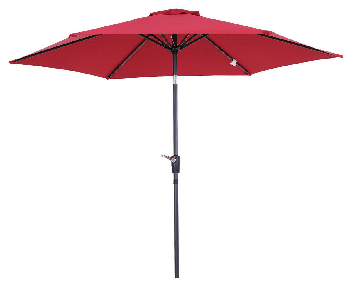 Outsunny Sonnenschirm weinrot Stahl H/D: ca. 235x270 cm Sonnenschirm_mit_Handkurbel - weinrot (270,00/235,00cm) - Outsunny