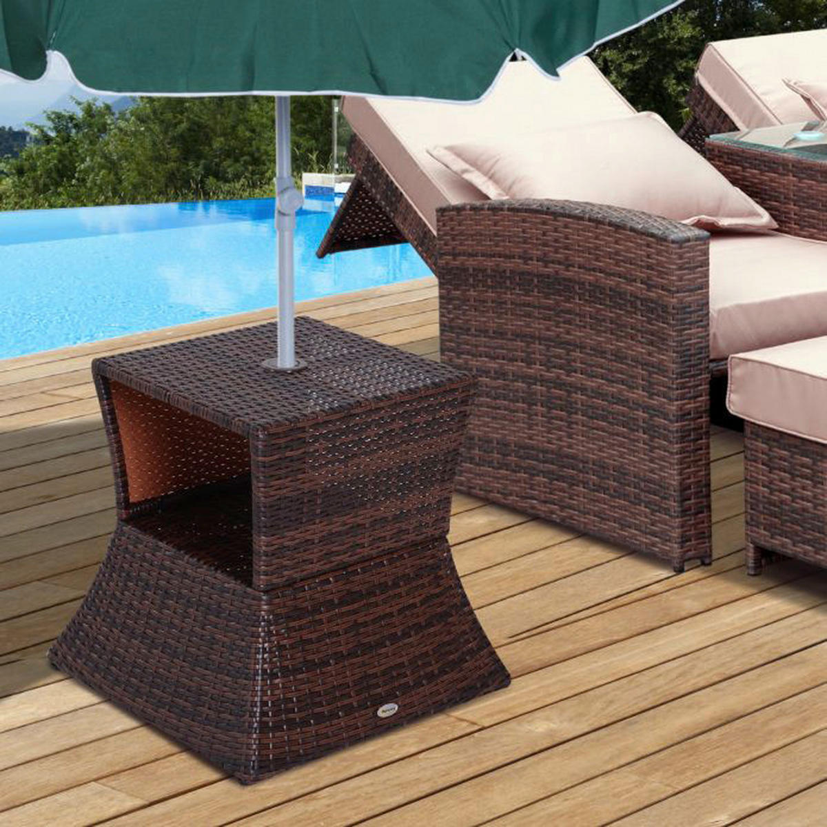 Outsunny Gartentisch braun Metall B/H/L: ca. 54x55x54 cm Gartentisch - braun (54,00/54,00/55,00cm) - Outsunny
