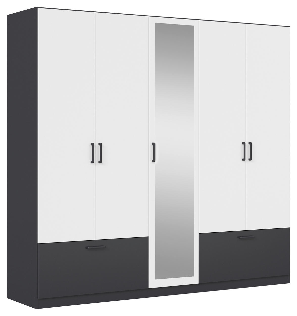Kleiderschrank Jubi Alpinweiß grau B/H/T: ca. 226x210x54 cm Jubi - Alpinweiß/grau (226,00/210,00/54,00cm)