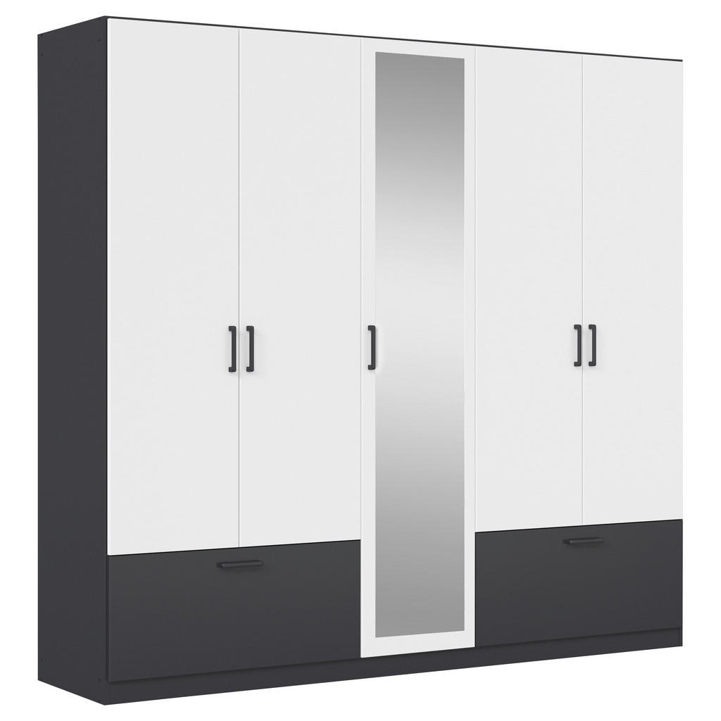 Thumbnail - Kleiderschrank Jubi Alpinweiß grau B/H/T: ca. 226x210x54 cm