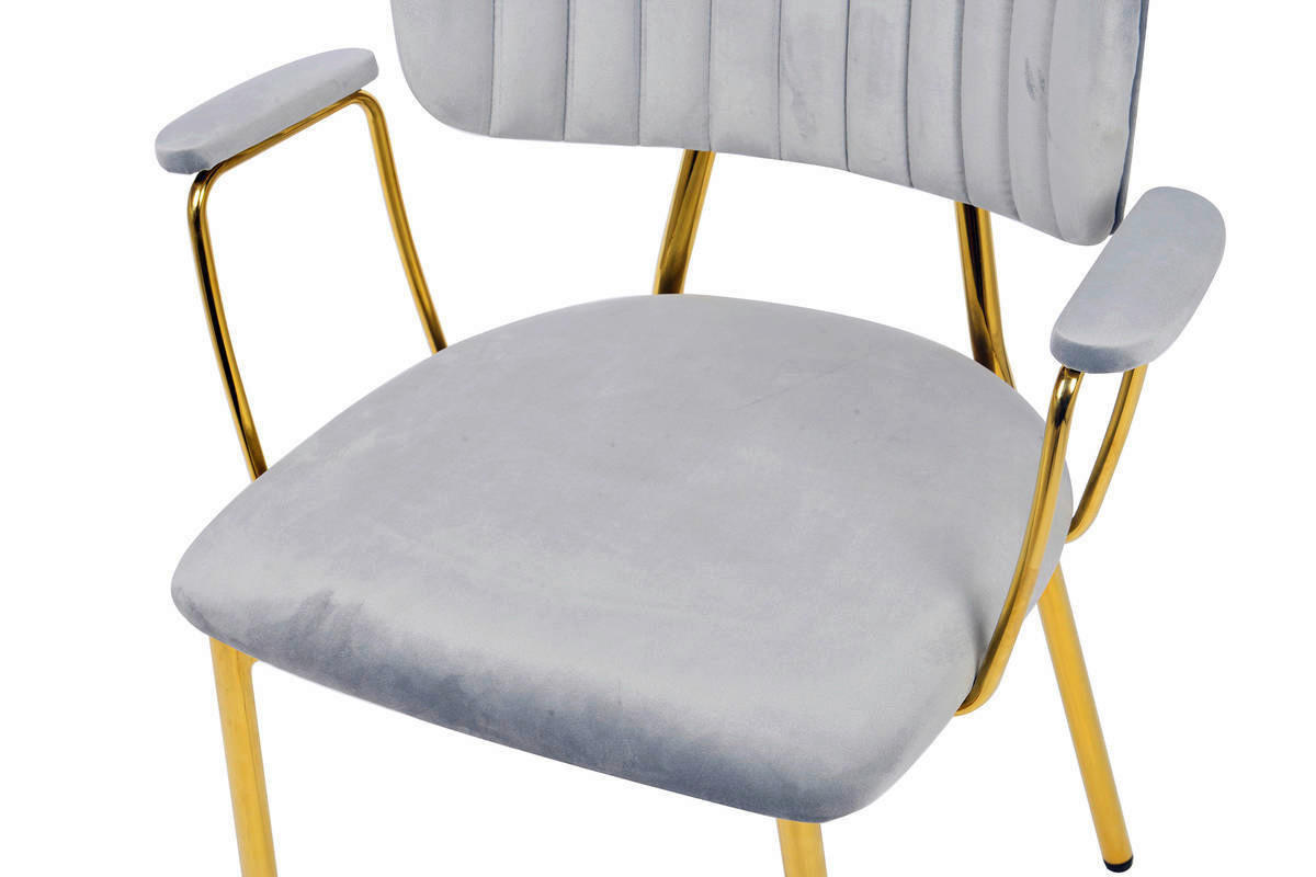 Stuhl Kian 200 2er-Set grau Microfaser B/H/T: ca. 63x80x51 cm Kian 200 2er-Set - gold/grau (63,00/80,00/51,00cm) - 360 Living
