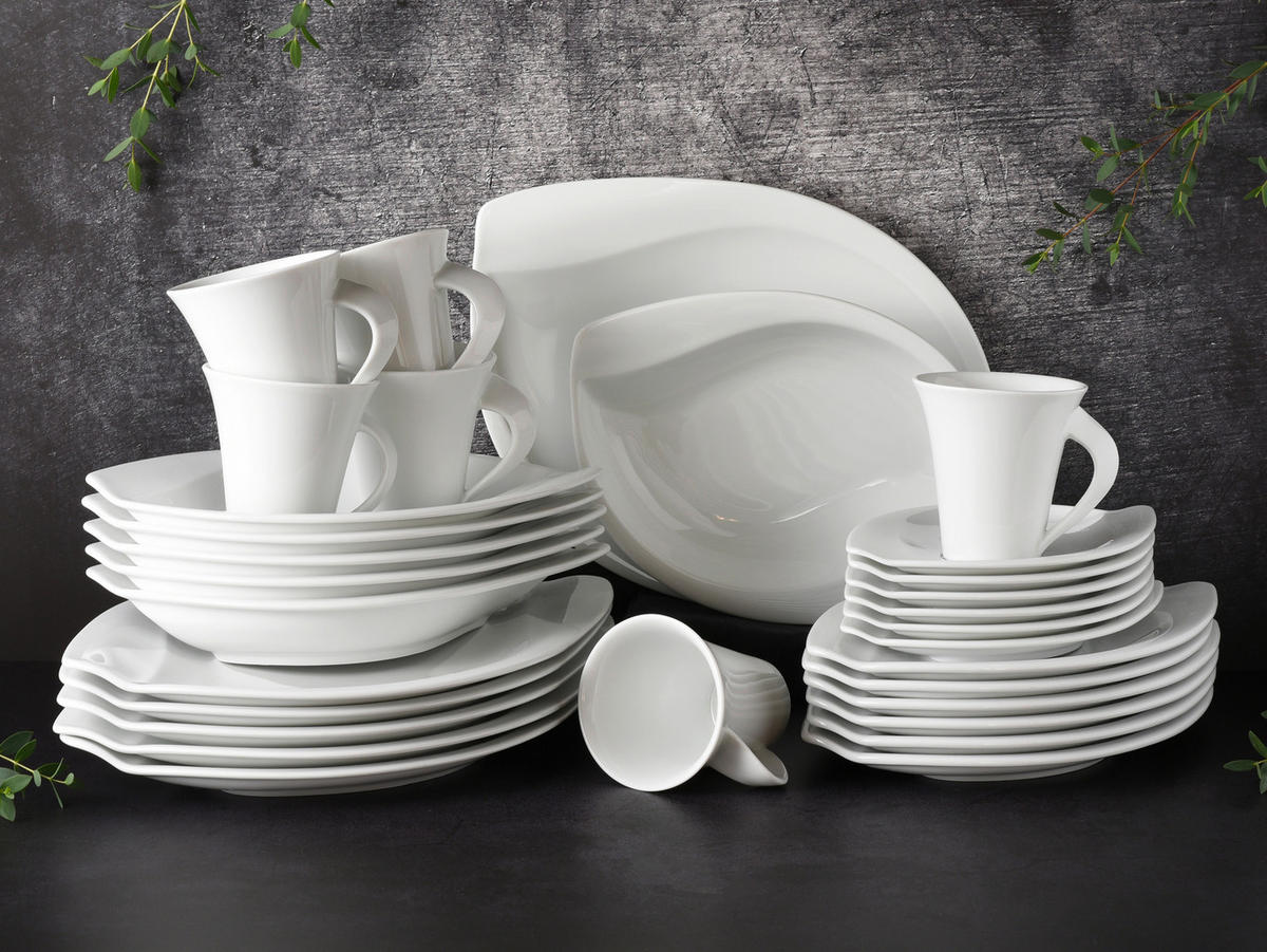 CreaTable Kombiservice ACACIA weiß Porzellan 30 tlg. ACACIA - weiß - CreaTable
